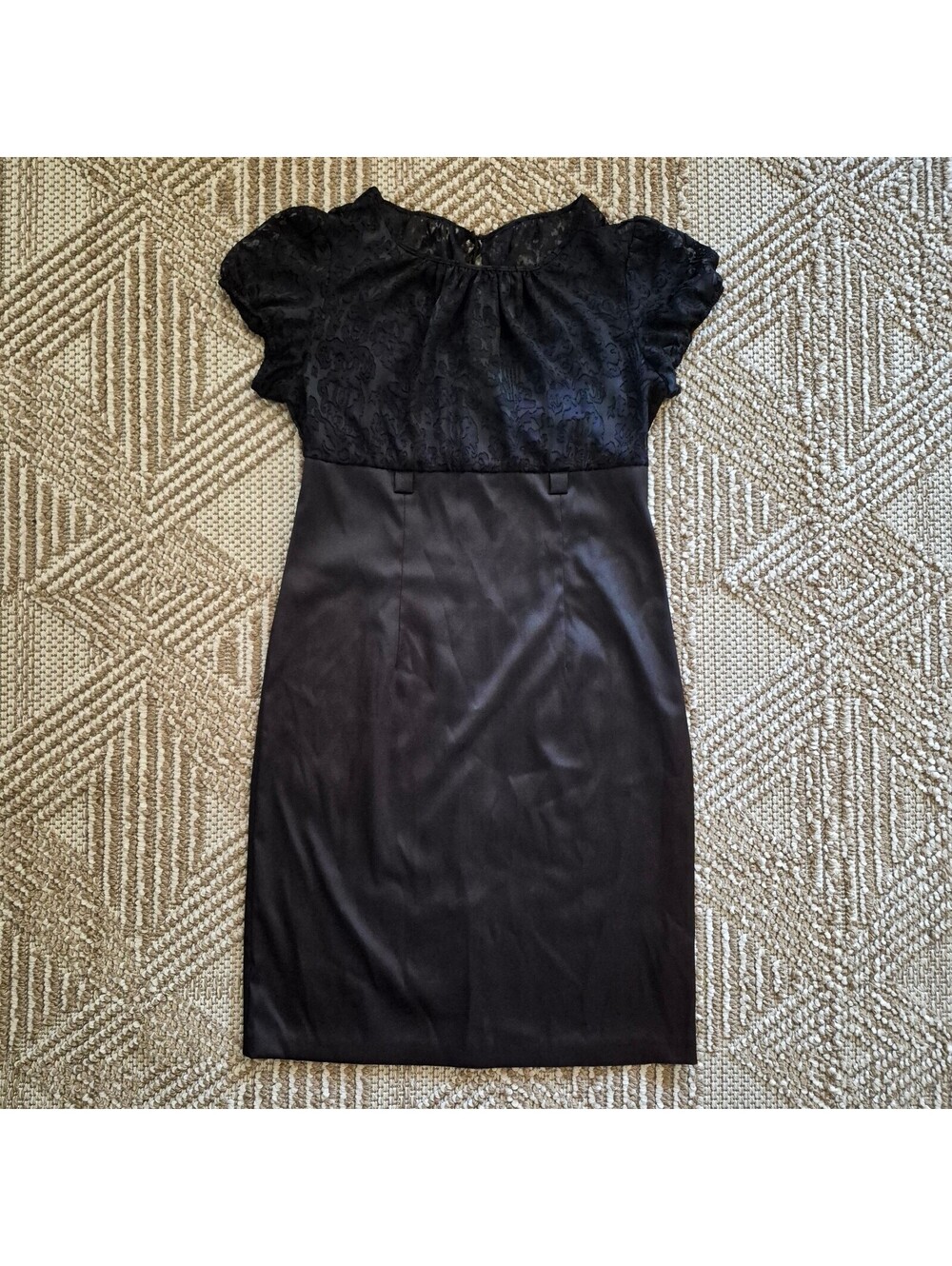 VTG Y2k Whimsigoth Black Lace Purple Underlay Dress Burnout Dark Romantic M